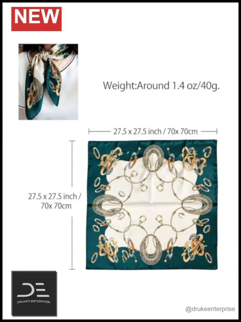Silky Lightweight Square Fashion Scarf - Head Scarf Neck Wrap